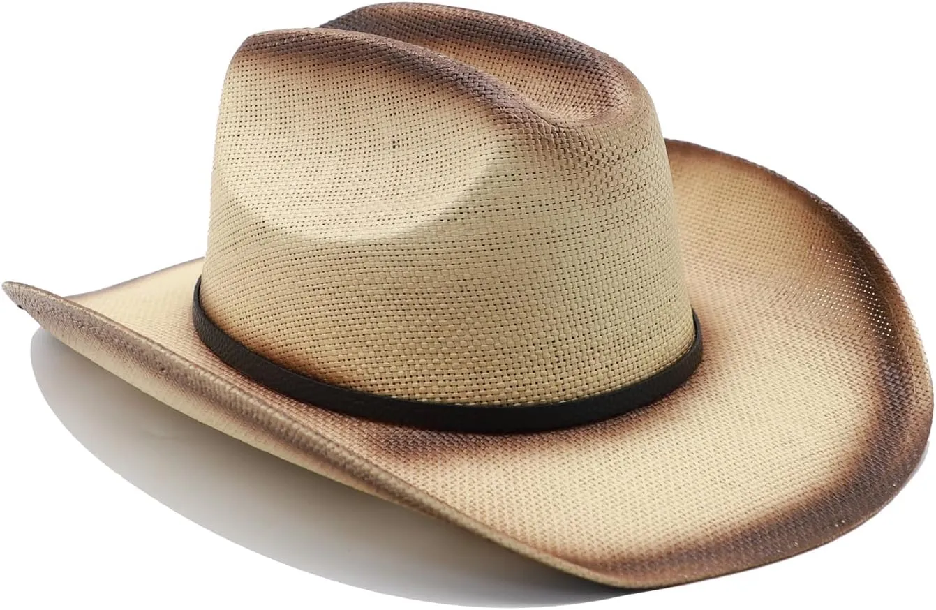 Straw Cowboy Hat for Men Cowgirl Hats Women Wide Brim Beach Sun Hat Western Summer Hats