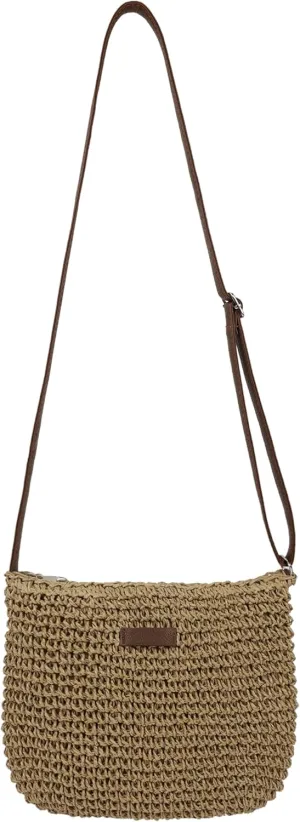 Straw Crossbody Bag for Women Handmade Woven Beach Bag Vacation Shoulder Handbag Purse for Summer
