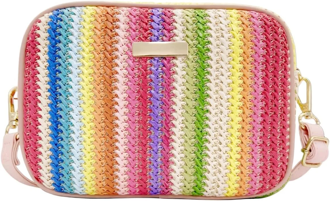 Straw Crossbody Bag Small Woven Purse for Women Cute Beach Shoulder Handbag Spring Summer Trendy