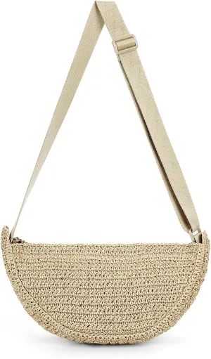 Straw Crossbody Bag Woven Purses for Women 2024 Summer Beach Straw Purse Fashion Handmade Shoulder Bag Crochet Purse