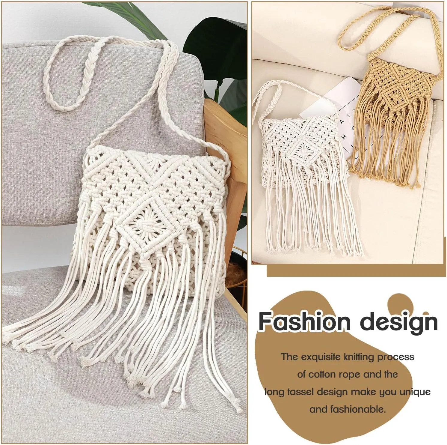 Straw Handbags Purses Crossbody Pocketbook Bag Casual Woven Beach Bags Summer Hobo Hippie Chic Tote Bags with Chain