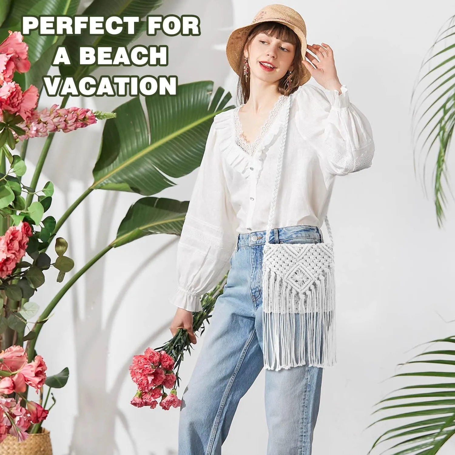 Straw Handbags Purses Crossbody Pocketbook Bag Casual Woven Beach Bags Summer Hobo Hippie Chic Tote Bags with Chain