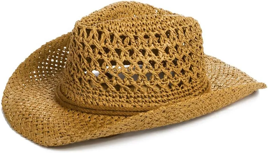Straw Hat Women Men Cowboy Hats Beach Floppy Sun Hats Brim Summer Sunhat Bush Sombrero Travel Cowgirl Hat Costume
