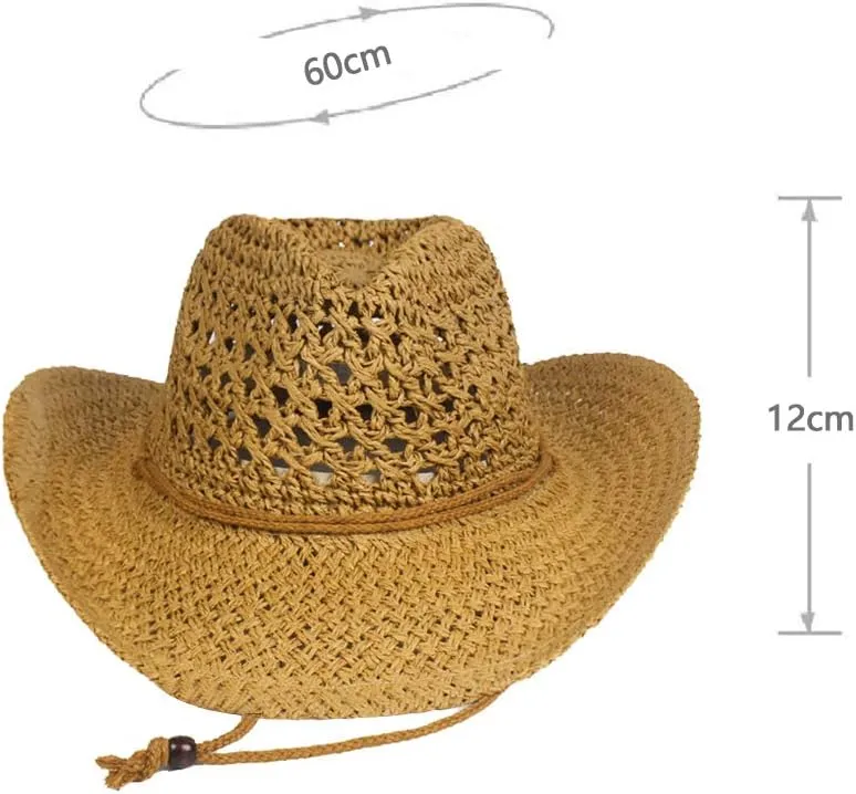 Straw Hat Women Men Cowboy Hats Beach Floppy Sun Hats Brim Summer Sunhat Bush Sombrero Travel Cowgirl Hat Costume