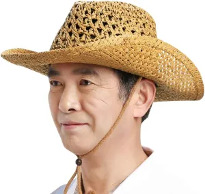 Straw Hat Women Men Cowboy Hats Beach Floppy Sun Hats Brim Summer Sunhat Bush Sombrero Travel Cowgirl Hat Costume