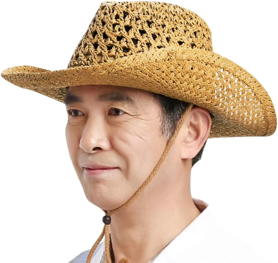 Straw Hat Women Men Cowboy Hats Beach Floppy Sun Hats Brim Summer Sunhat Bush Sombrero Travel Cowgirl Hat Costume