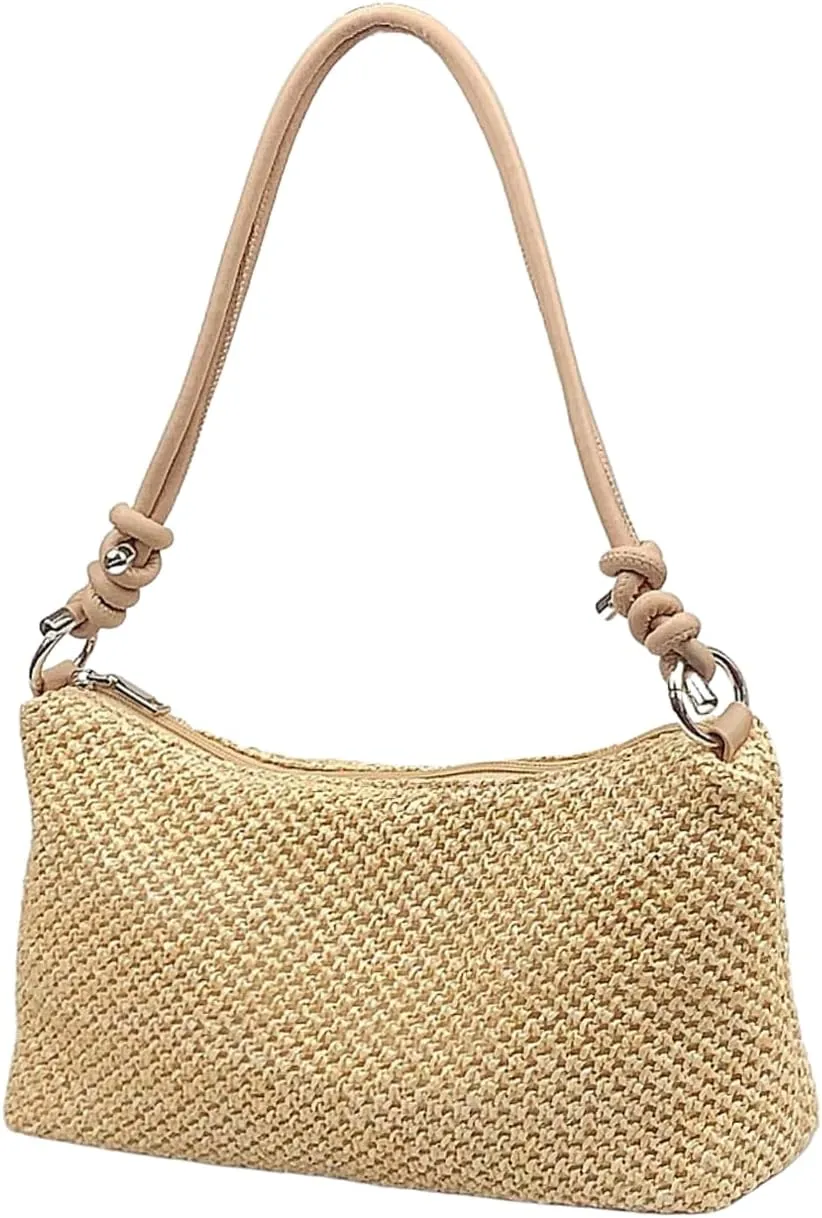 Straw Hobo Handbags for Women Fashion Woven Straw Shoulder Bag for Beach Holiday
