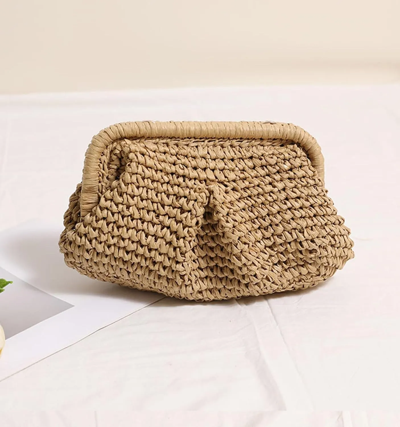 Straw Purse Summer Beach Woven Clutch Purses for Women Cloud Crossbody Shoulder Bags Spring Clutch Handbag 2025