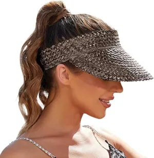 Straw Sun Visors & Hats for Women - Packable Beach Hats, Handmade, Sun Protection
