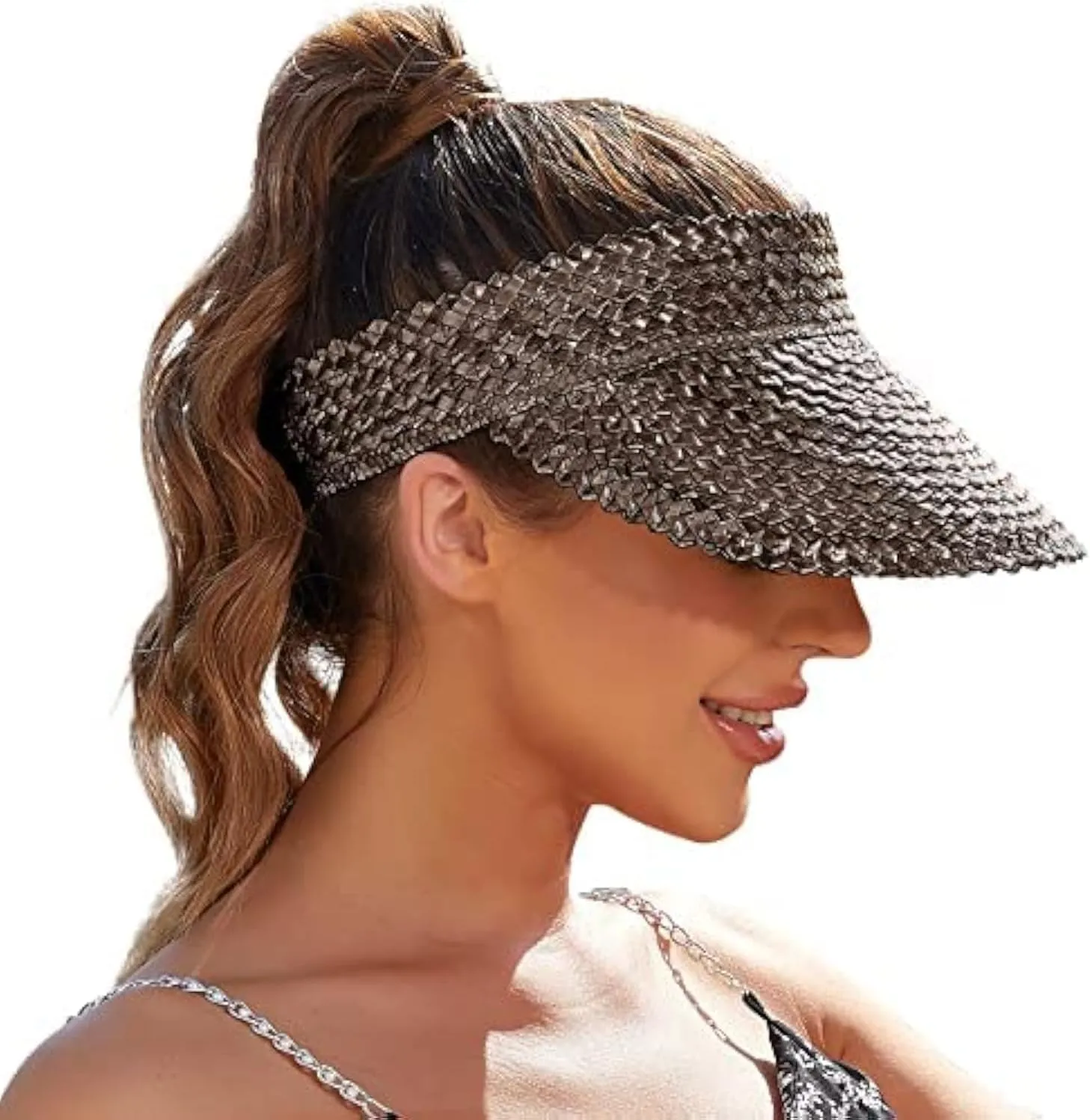 Straw Sun Visors & Hats for Women - Packable Beach Hats, Handmade, Sun Protection