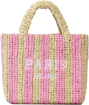 Straw Tote Bag for Women Summer Bright Color Hobo Beach Bag Woven Crochet Straw Shoulder Bag for Travel Vacation