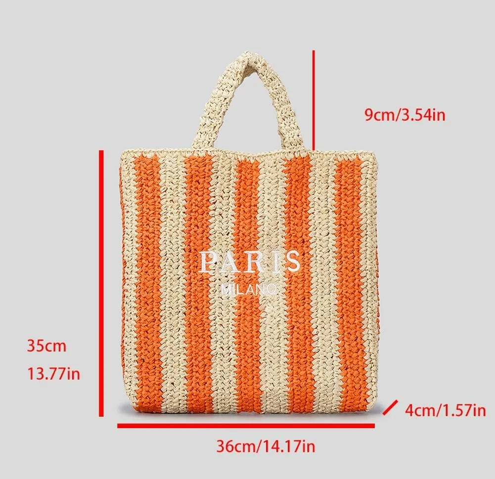 Straw Tote Bag for Women Summer Bright Color Hobo Beach Bag Woven Crochet Straw Shoulder Bag for Travel Vacation