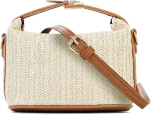 Straw Woven Crossbody Bag for Women, Summer Handmade Beach Tote, Top Handle Bucket Purse 2025