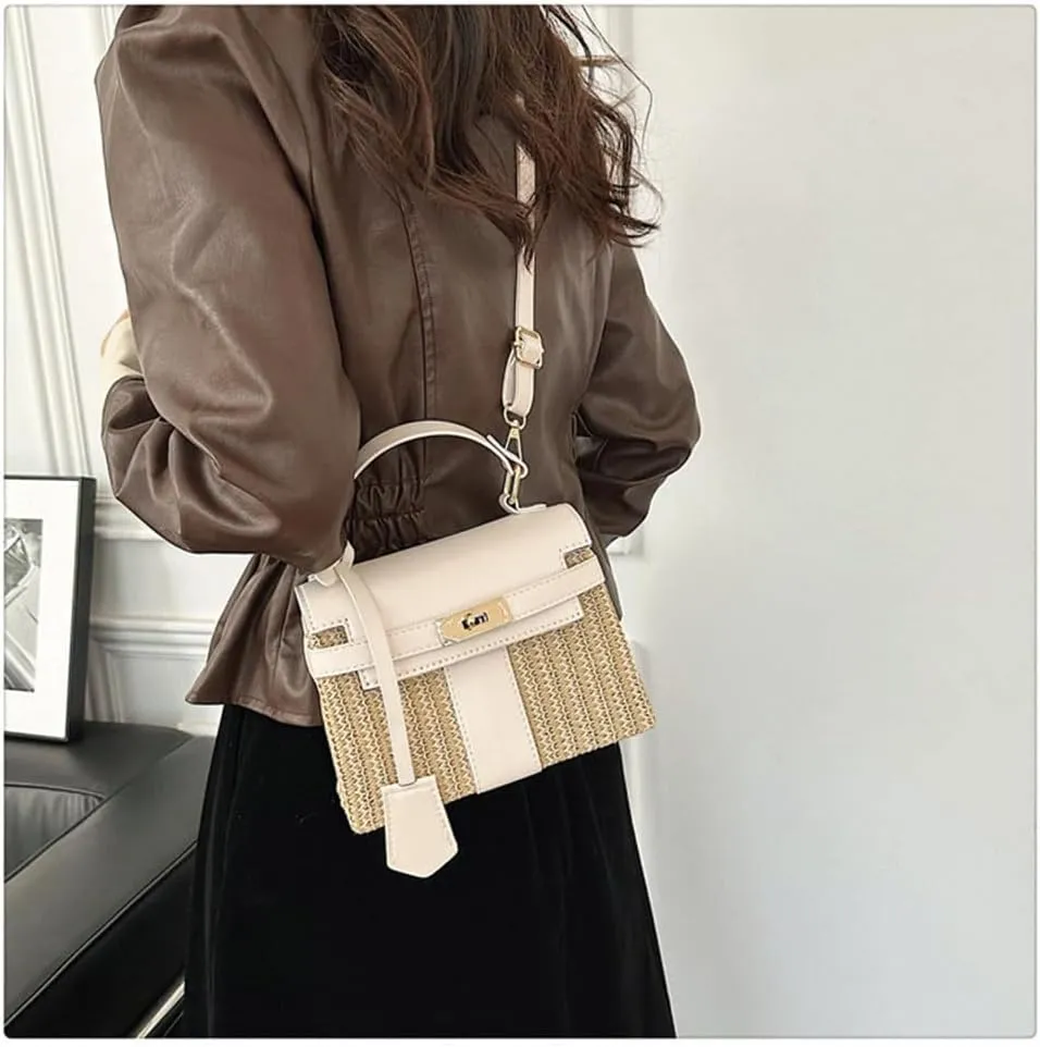 Straw woven women's wallet vacation handbag, beach crossbody bag, fashionable summer woven single shoulder beach bag