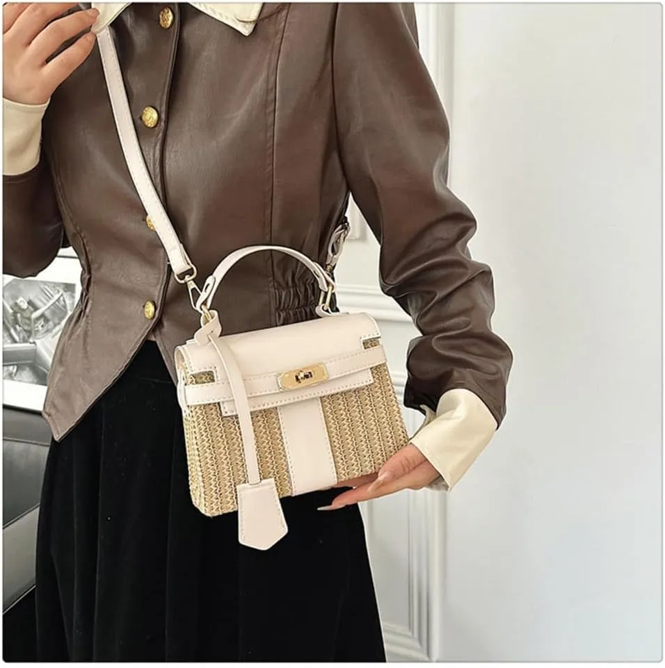 Straw woven women's wallet vacation handbag, beach crossbody bag, fashionable summer woven single shoulder beach bag