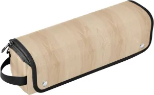Striped Beige Wood Texture Vintage Hair Tool Travel Bag for Women and Heat Resistant Mat Large Hair Straigheners Travel Case for Flat Irons, Straighteners, Curling Irons