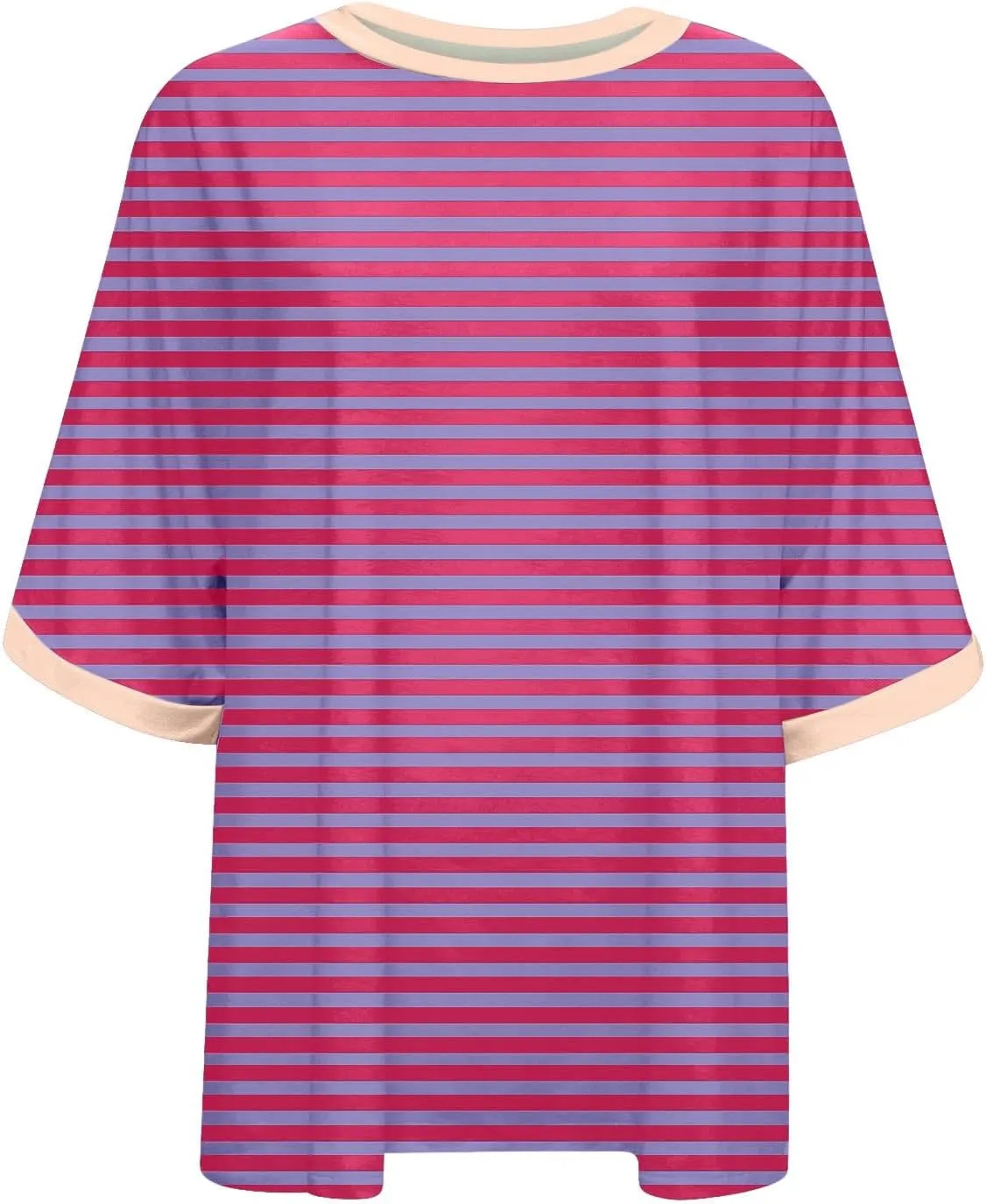 Striped Tops for Women Crewneck Oversized Summer Tops for Women 2024 Casual Loose Fit Basic Tee Shirts