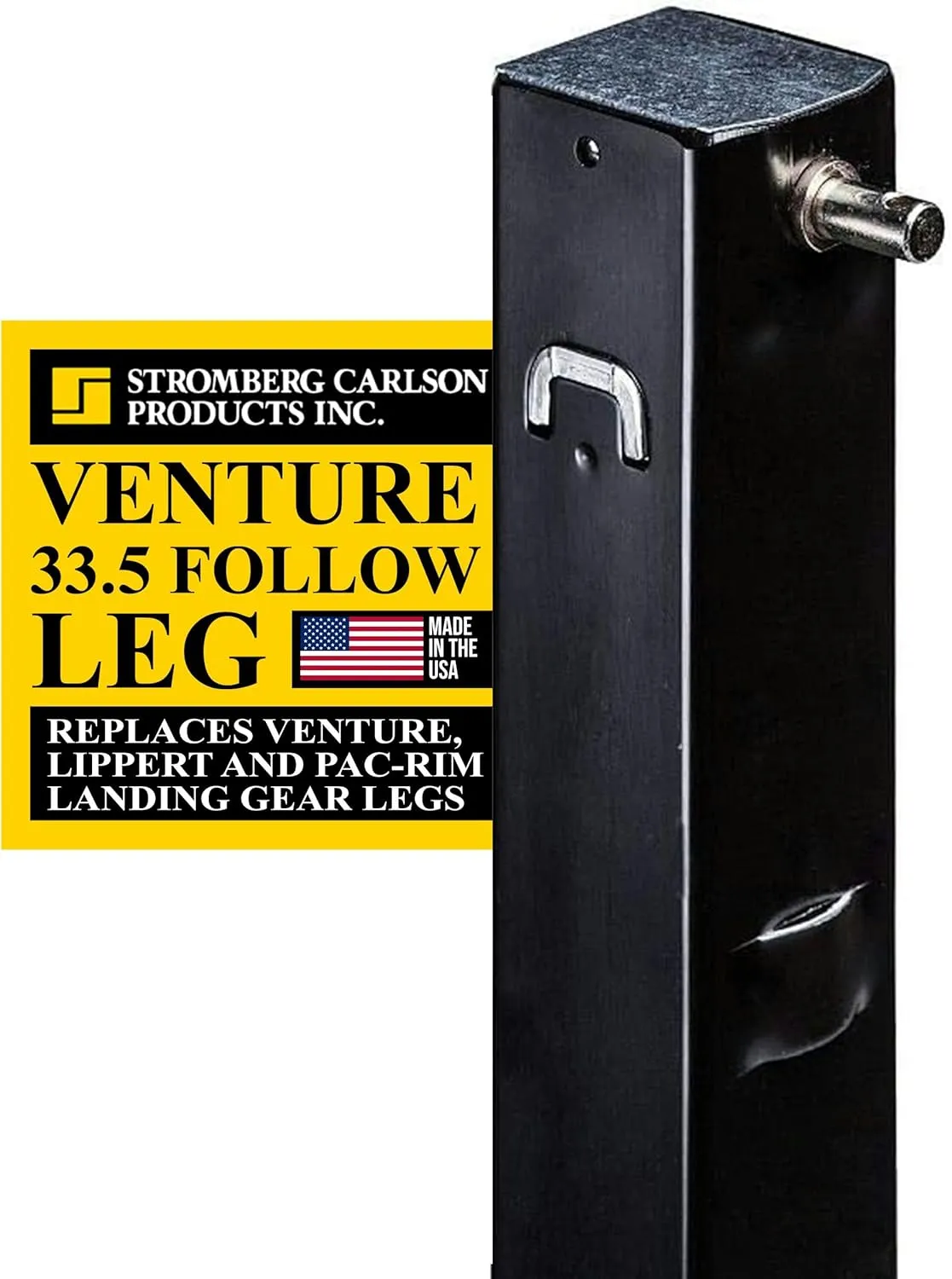 Stromberg Carlson LG-177201 Venture Follow Leg - 5th Wheel Landing Gear Replacement for RV, Camper & Trailer - Compatible with Venture, Lippert & Pac-Rim - Pin Included - Black, 33.5" Leg