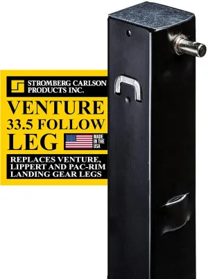 Stromberg Carlson LG-177201 Venture Follow Leg - 5th Wheel Landing Gear Replacement for RV, Camper & Trailer - Compatible with Venture, Lippert & Pac-Rim - Pin Included - Black, 33.5" Leg