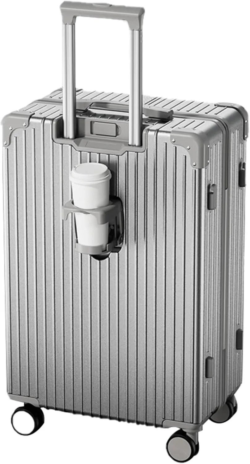 Stylish Textured Line Suitcase, High Volume Swivel Universal Wheel Trolley Case, Resistant To Drops And Pressure, Storage Box (Color : 20 Rack, Size : Silver)