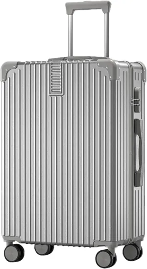 Stylish Textured Line Suitcase, High Volume Swivel Universal Wheel Trolley Case, Resistant To Drops And Pressure, Storage Box (Color : 20, Size : Silver)