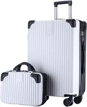 Stylish Textured Line Suitcase, High Volume Swivel Universal Wheel Trolley Case, Resistant To Drops And Pressure, Storage Box (Color : 22 Bag, Size : Black White)