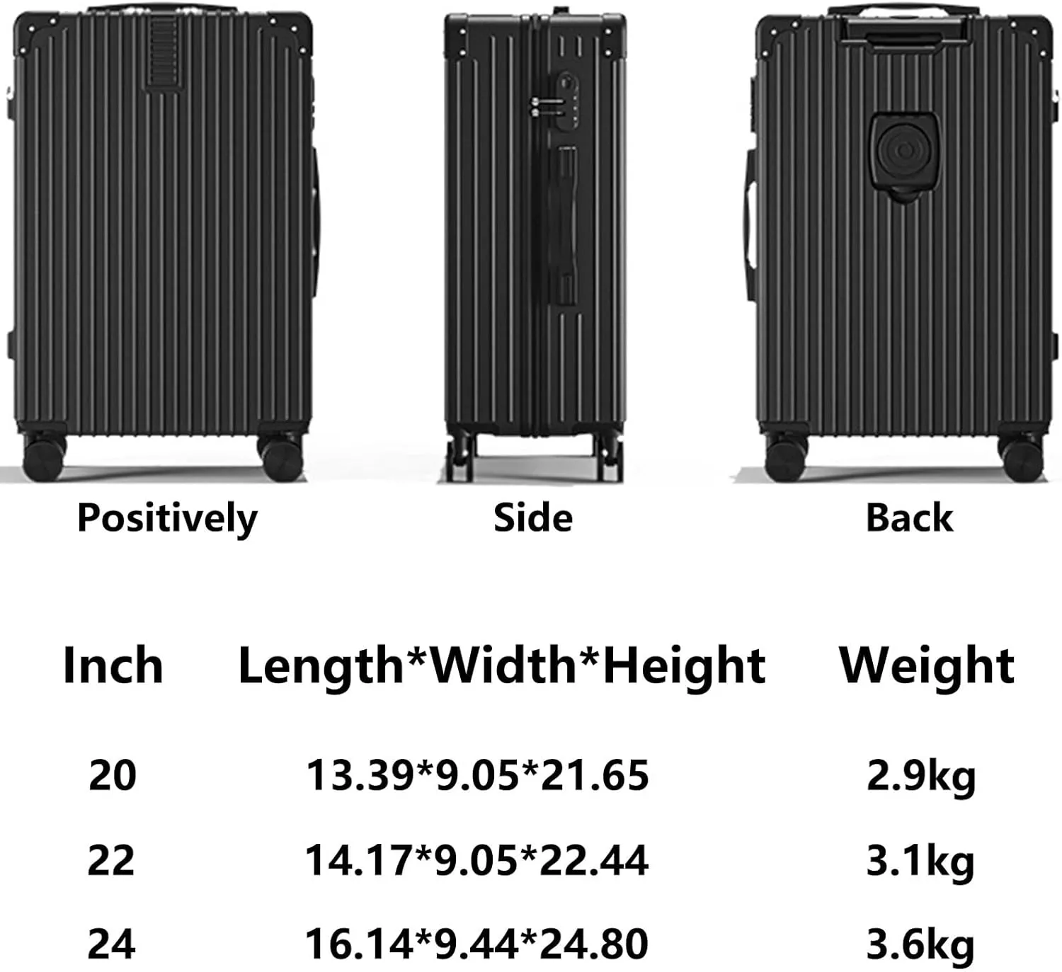Stylish Textured Line Suitcase, High Volume Swivel Universal Wheel Trolley Case, Resistant To Drops And Pressure, Storage Box (Color : 22, Size : Black White)