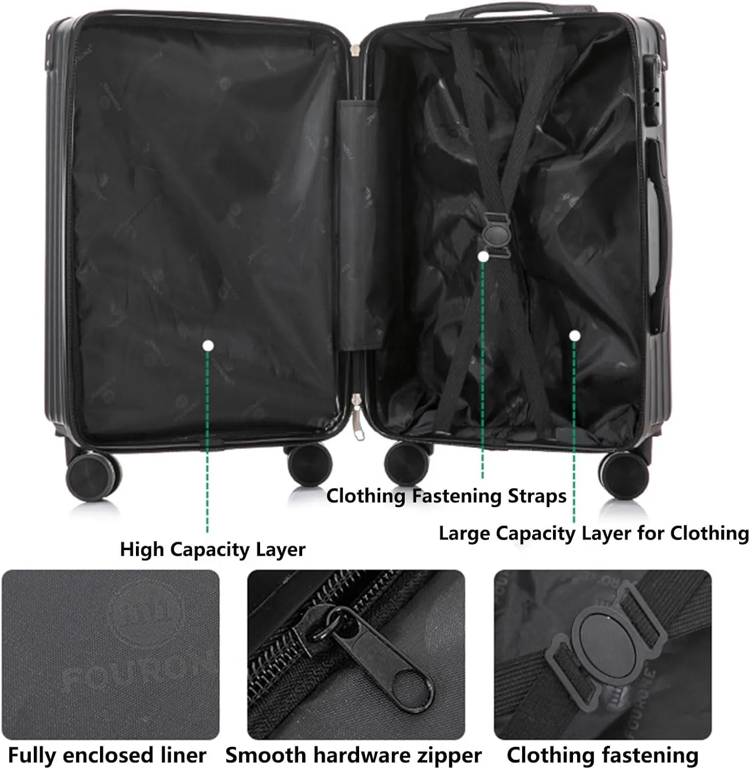Stylish Textured Line Suitcase, High Volume Swivel Universal Wheel Trolley Case, Resistant To Drops And Pressure, Storage Box (Color : 22, Size : Black White)