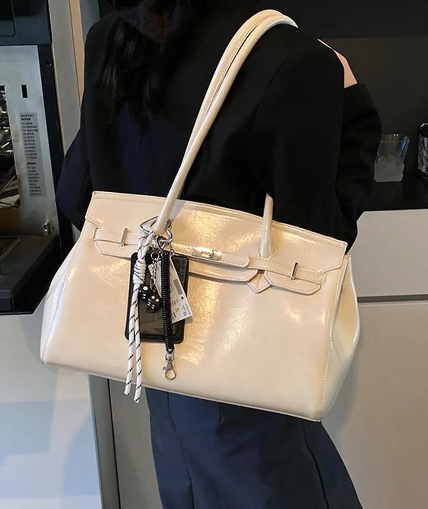 Stylish Tote Bag for Women PU Leather Top Handle Bags Slouchy Shoulder Bag for Work Travel