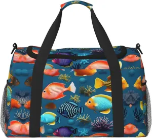 Submarine reef fish Travel Tote Bag with Adjustable Shoulder Strap and Large Capacity