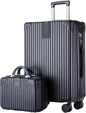 Suitcases With Wheels, Suit Case, Large Capacity Hand Suitcase, Bureau Cross-Buckle Fixing, For Going On A Trip, Men And Women (Color : 20 Bag, Size : Black)