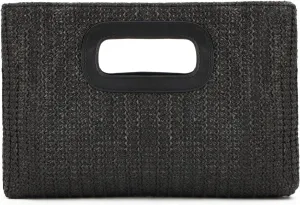 SUKUTU Straw Evening Bag Top Handle Clutch Handbag for Women Summer Beach Travel Crossbody Shoulder Bag with Chain