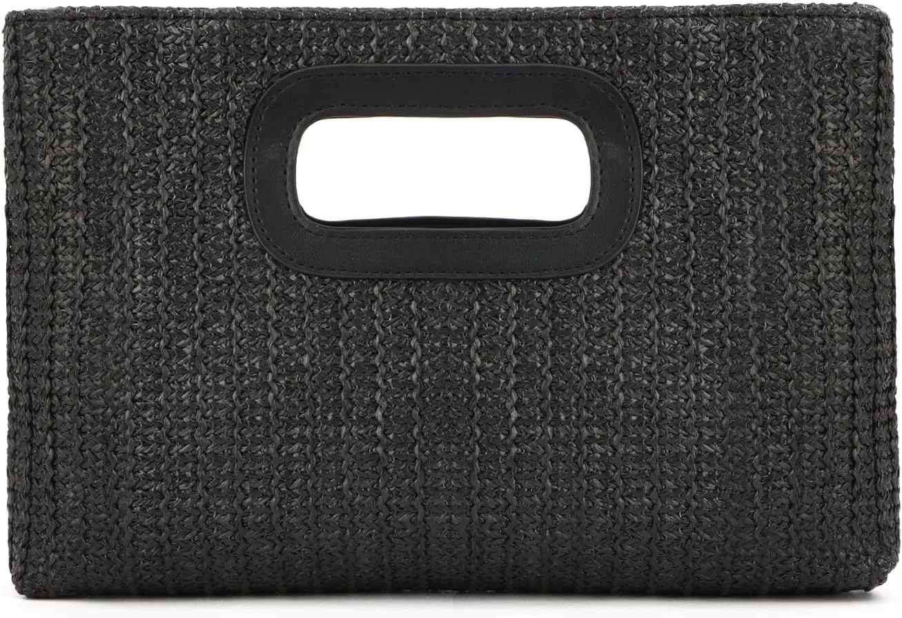 SUKUTU Straw Evening Bag Top Handle Clutch Handbag for Women Summer Beach Travel Crossbody Shoulder Bag with Chain