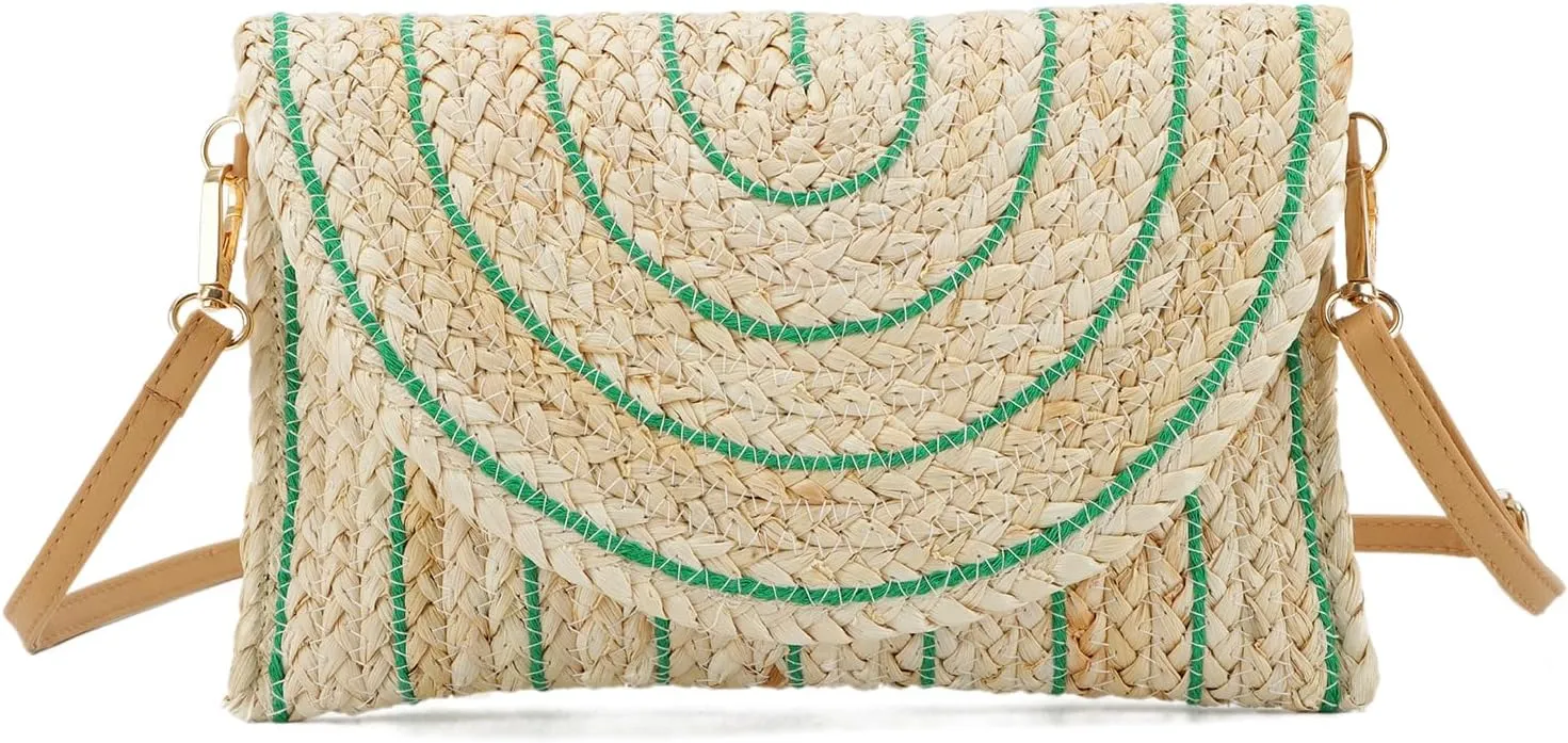SUKUTU Women Straw Clutch Bag Summer Beach Handwoven Envelope Wallet Crossbody Handbags