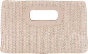 Summer Straw Clutch Purse with Top Handle Shoulder Bag with Removable Chain Evening Handbag for Women Wedding Party