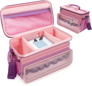 Sun3drucker Carrying Bag for Toniebox Starter Set - Carrying Case for Toniebox, Tonie Figures,Headphones and Charging Station, Portable Storage Bag with Shoulder Strap and Handle Bar (Pink)