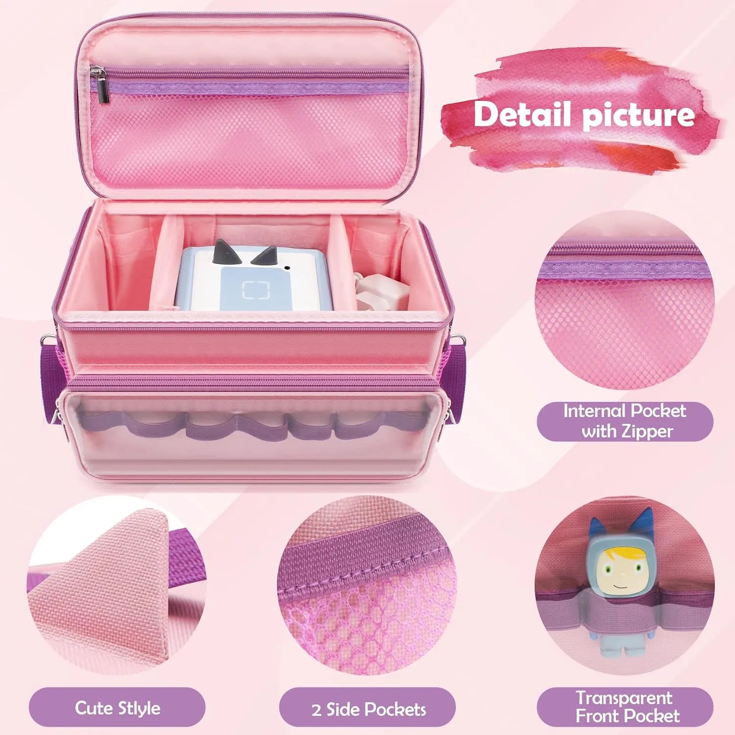 Sun3drucker Carrying Bag for Toniebox Starter Set - Carrying Case for Toniebox, Tonie Figures,Headphones and Charging Station, Portable Storage Bag with Shoulder Strap and Handle Bar (Pink)