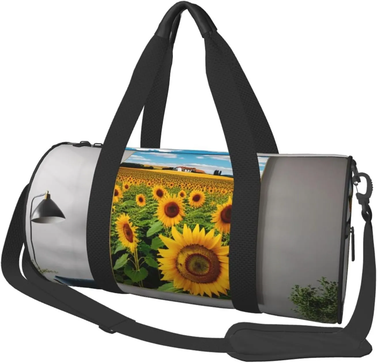 Sunflower Artwork Printed Travel Bag,Round Personal Item Storage bag,Foldie Duffel Bag for Traveling Vacation,Fitness,Sports