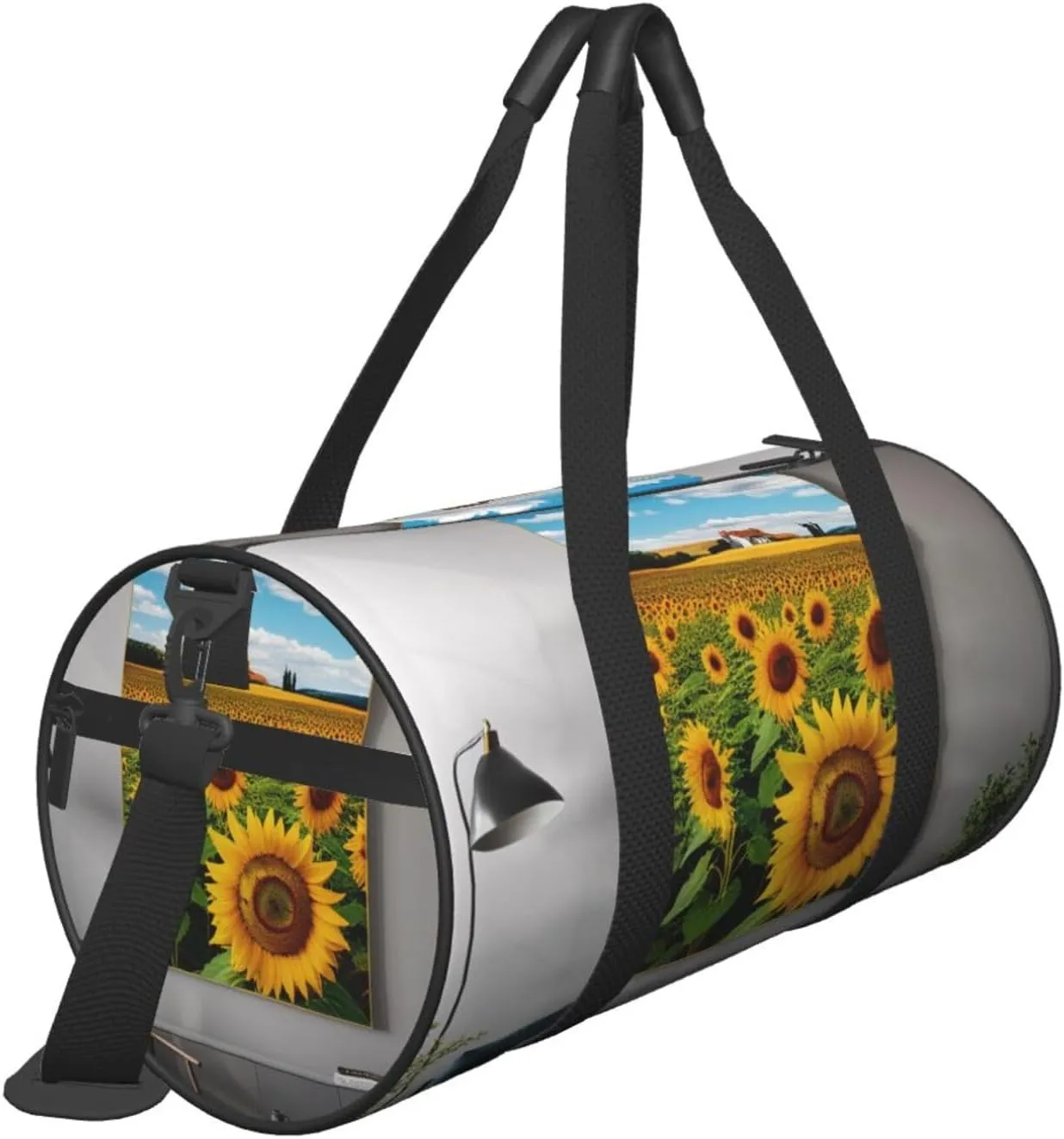 Sunflower Artwork Printed Travel Bag,Round Personal Item Storage bag,Foldie Duffel Bag for Traveling Vacation,Fitness,Sports