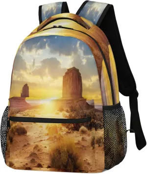 Sunset Backpack, Monument Valley Backpack Casual Travel Laptop Daypack Bags Shoulder Bag