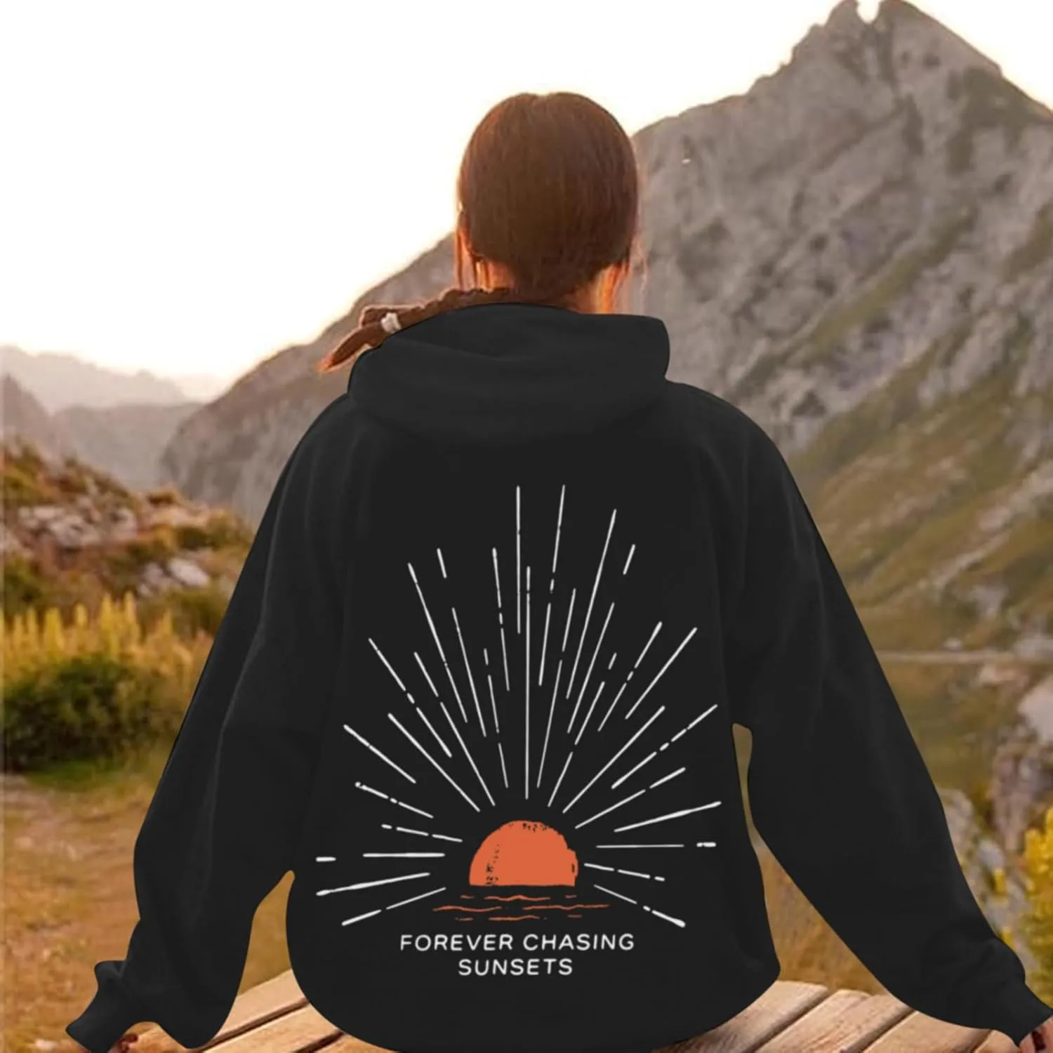 Sunsets Graphic Beachy Hoodies for Women Lets Watch the Sunset Hoodie Womens Beach Aesthetic Hooded Sweatshirt