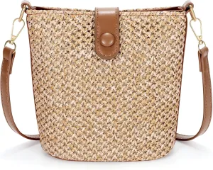 SUOSDEY Straw Crossbody Bag for Women Straw Beach Tote Bag Handbag Shoulder Purse for Women
