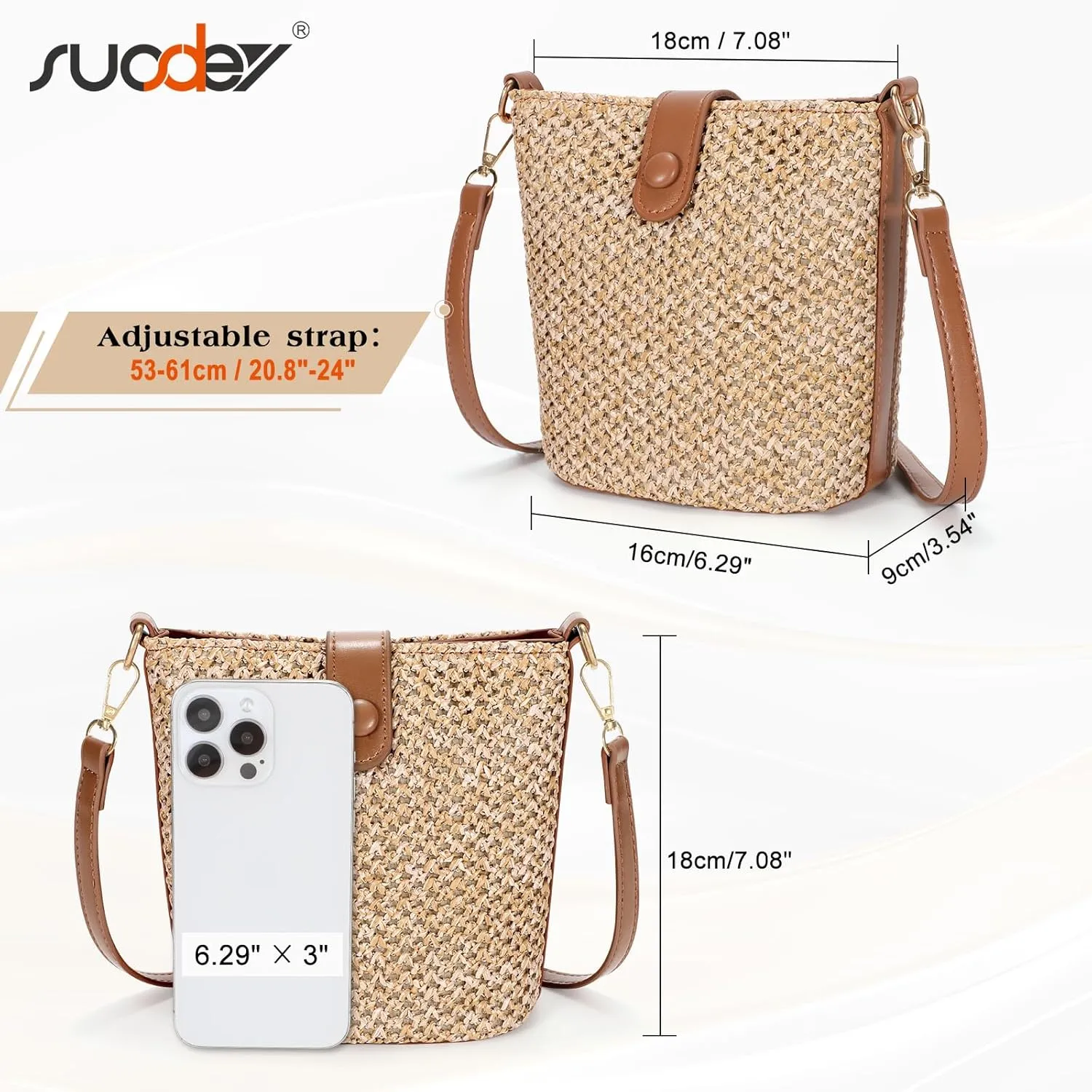 SUOSDEY Straw Crossbody Bag for Women Straw Beach Tote Bag Handbag Shoulder Purse for Women