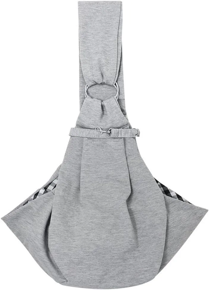 Surblue Pet Sling Carrier Bag with Hands-Free Reversible Belts, Safe Comfortable Adjustable Crossbody Shoulder Outdoor Travel Pet Tote Suitable for Small Dog Cat Puppy up to 12 lb (Grey)