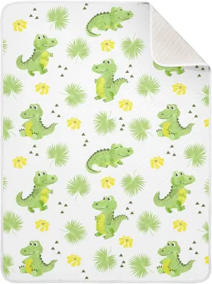 Swaddle Blanket Crocodiles Alligators Palm Leaves Cotton Blanket for Infants Receiving Blanket Lightweight Soft Swaddling Blanket for Crib, Stroller, Nursery Blankets, 30x40In