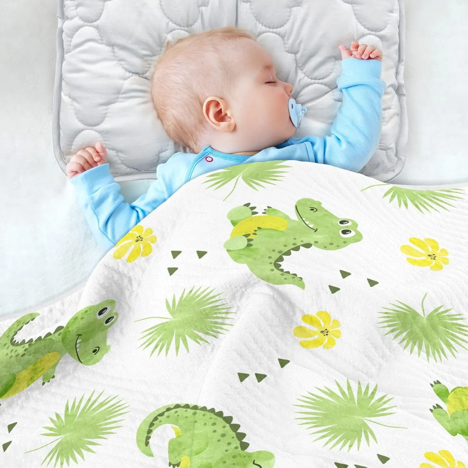 Swaddle Blanket Crocodiles Alligators Palm Leaves Cotton Blanket for Infants Receiving Blanket Lightweight Soft Swaddling Blanket for Crib, Stroller, Nursery Blankets, 30x40In