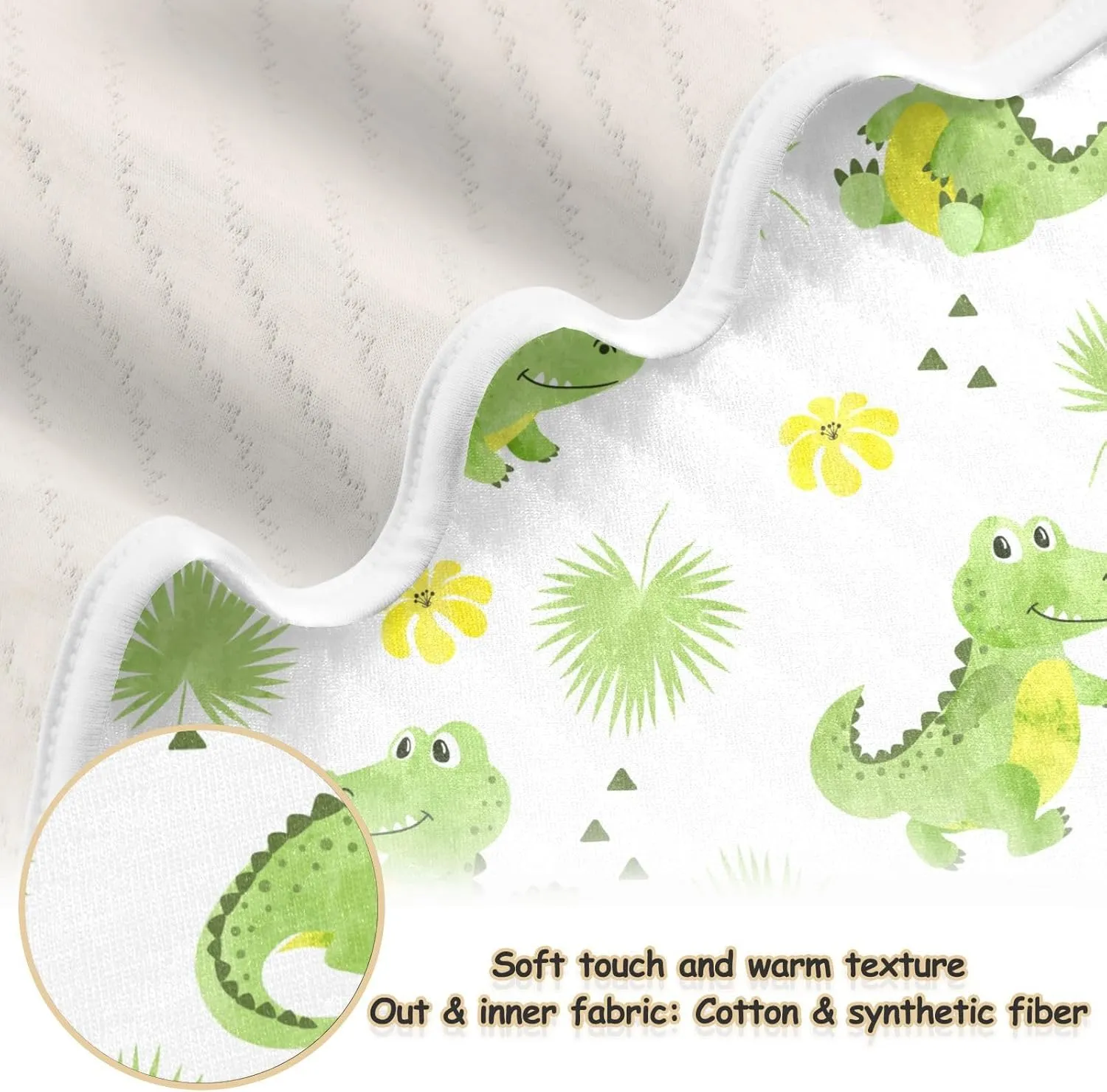 Swaddle Blanket Crocodiles Alligators Palm Leaves Cotton Blanket for Infants Receiving Blanket Lightweight Soft Swaddling Blanket for Crib, Stroller, Nursery Blankets, 30x40In