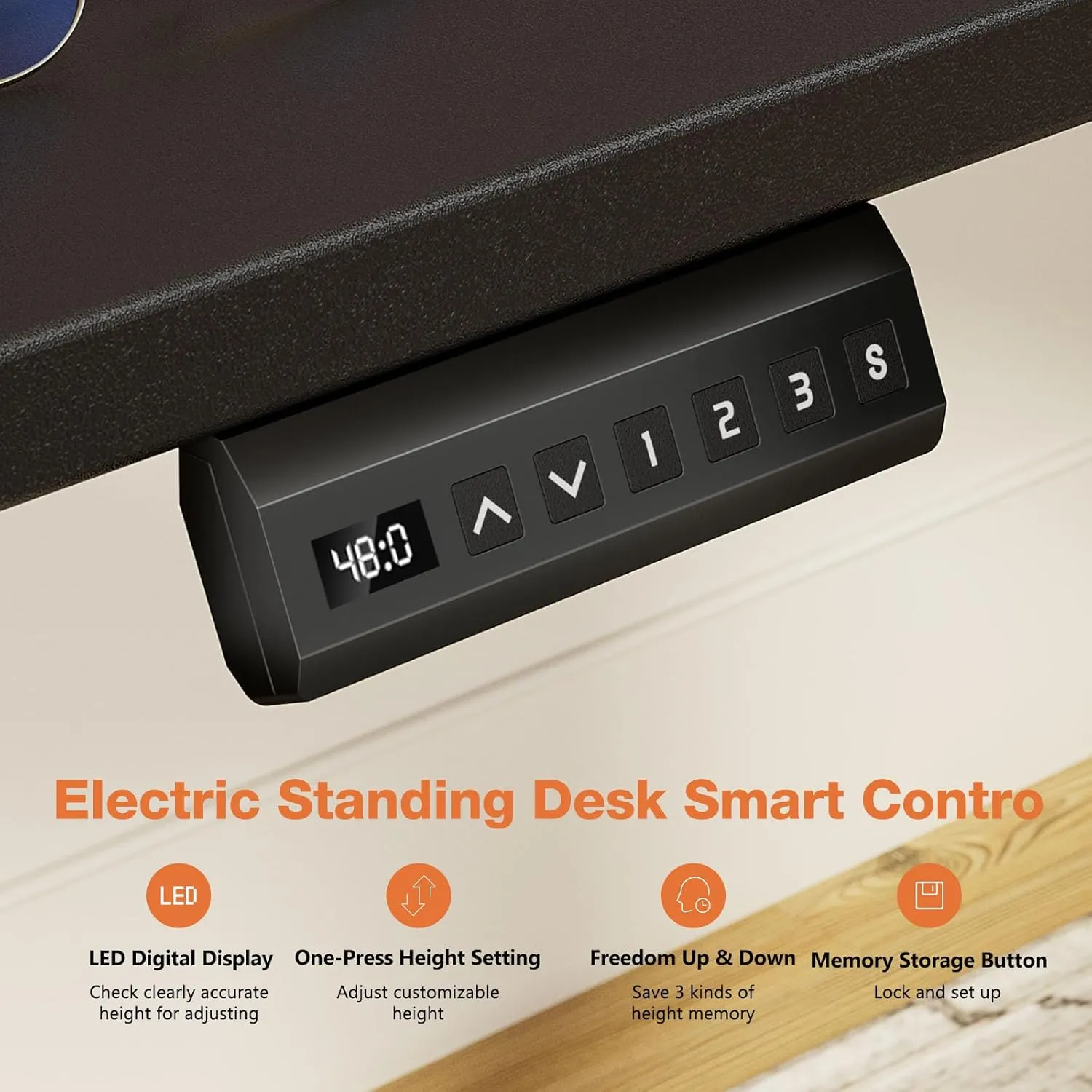 Sweetcrispy Electric Adjustable Height Standing Desk - 40 x 24 inch Sit to Stand Up Desk with Splice Board, Rising Home Office Computer Table with 2 Hook and Wire Hole for Work