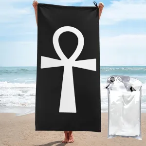 Symbol Ancient Egyptian Beach Towel with Travel Bag 27.5"x55" Quick Dry Sand Free Lightweight Large Oversized Towels Light Vacation Essentials