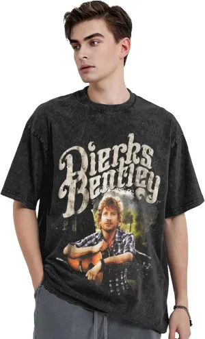 T-Shirt Dierks Musics Bentley Mens Vintage Washed Shirt Womens Oversized Shirts Short Sleeved Crew Neck Tee